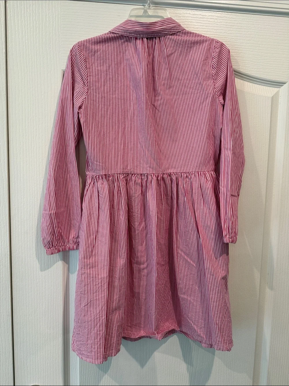 J. Crew Pink and White Striped Shirt Dress